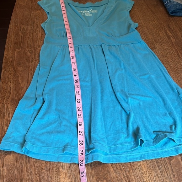 Aeropostale Teal V Neck Babydoll Mini Dress Y2K Early 2000s Size L - Picture 9 of 13